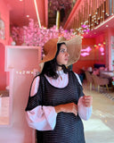 Yezwe modest women's shrug in black, worn over a white shirt for a stylish, layered look