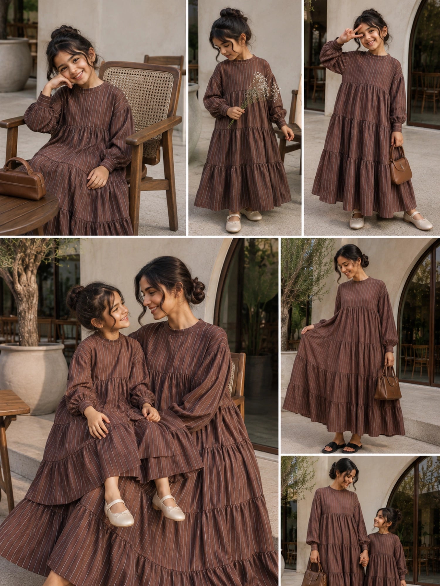 Mom and daughter matching tiered maxi dress set featuring flowy fabric and relaxed fit for stylish family outings