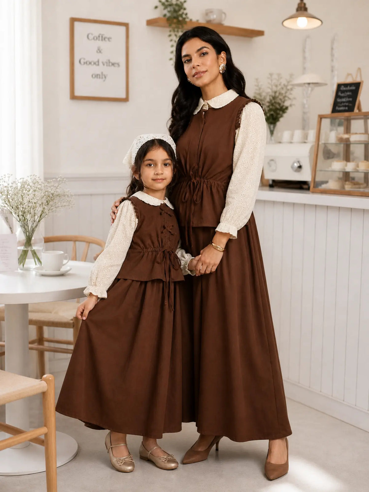 Brown Mother Daughter Matching Pinafore Dress Set – Yezwe