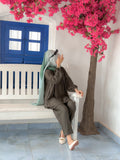 Yezwe Co-ord Set Olive Green Top and Pant - Full Sleeve Modest & Western Wear