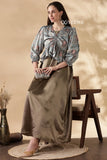 Yezwe Peplum Top Satin in Olive and Pastel Over Top With Sain Gown Modest Wear