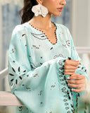 High-Quality Orange & Sky Blue Kaftan Dress – Cotton Satin Blend with Elegant Design and Comfortable Fit