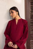 Organic Cotton Summer Deep wine Co-Ord Set with Embroidered Pants featuring a stylish top and elegant design.