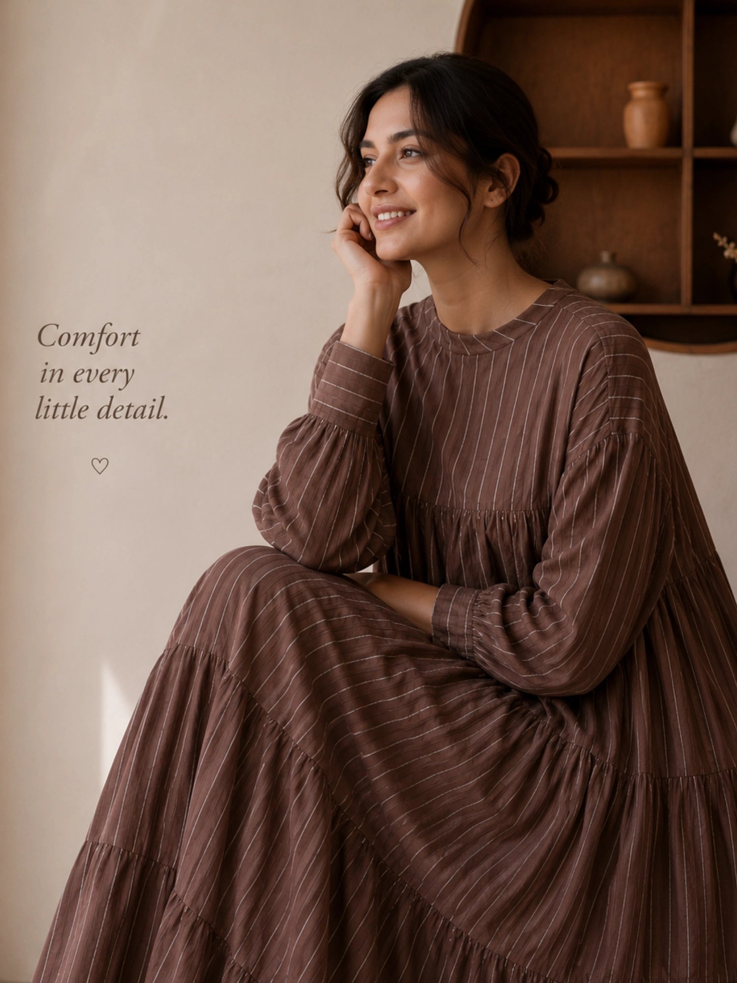 Oversized Striped Tiered Maxi Dress for Women | Loose Flared Modest Dress in soft fabric for comfortable wear