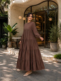 Oversized Striped Tiered Maxi Dress for Women | Loose Flared Modest Dress, ideal for casual outings or gatherings