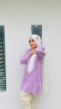 Yezwe Purple Small Flower Print Top and White Pant Co-ord Set - Modest Wear - YEZWE