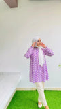 Yezwe Purple Small Flower Print Top and White Pant Co-ord Set - Modest Wear - YEZWE