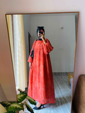 Yezwe Small Floral Modest Dress in Red with Long Sleeves and Flowing Fabric for Elegant Wear