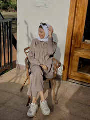 Yezwe Textured Stripe Modest Wear featuring a stylish top and pant set for comfortable, modest fashion