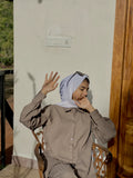 Yezwe Textured Stripe Modest Wear featuring a stylish top and pants set in soft fabric