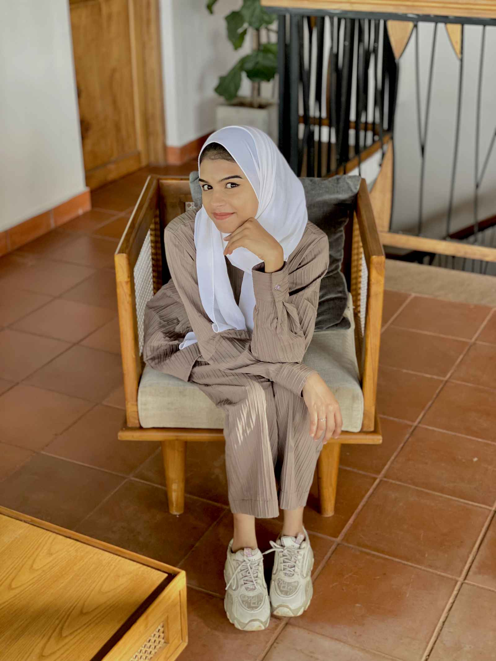 Yezwe Textured Stripe Modest Wear featuring a stylish top and pants, perfect for everyday comfort
