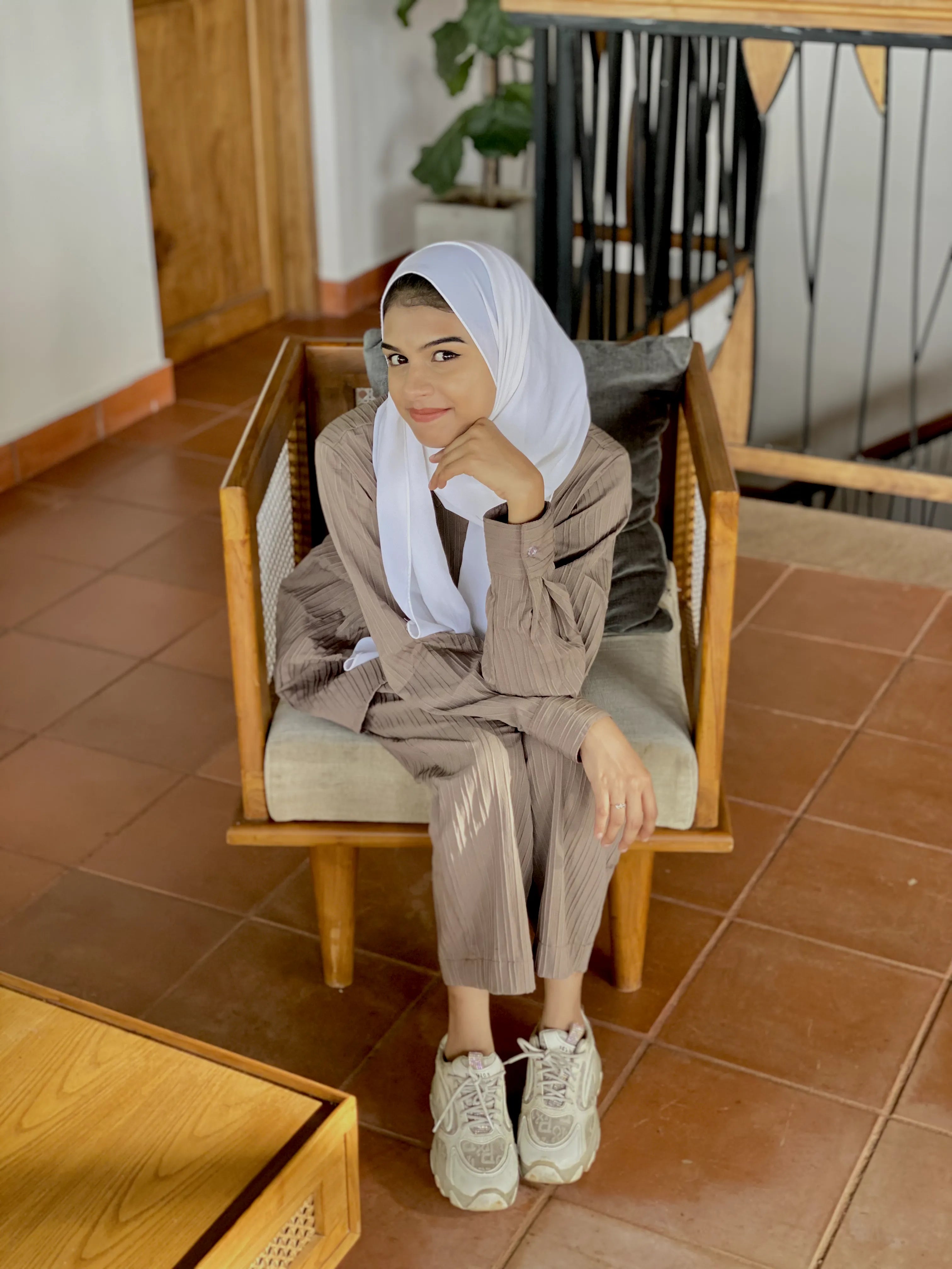 Yezwe Textured Stripe Modest Wear featuring a stylish top and pants, perfect for everyday comfort