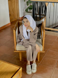Yezwe Textured Stripe Modest Wear featuring a stylish top and pants, perfect for everyday comfort