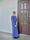 Yezwe Turkish style modest wear featuring a chic blue top and flowing skirt for elegant outfits