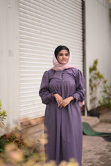 Modest grape purple maxi dress from Yezwe featuring a relaxed fit and long sleeves
