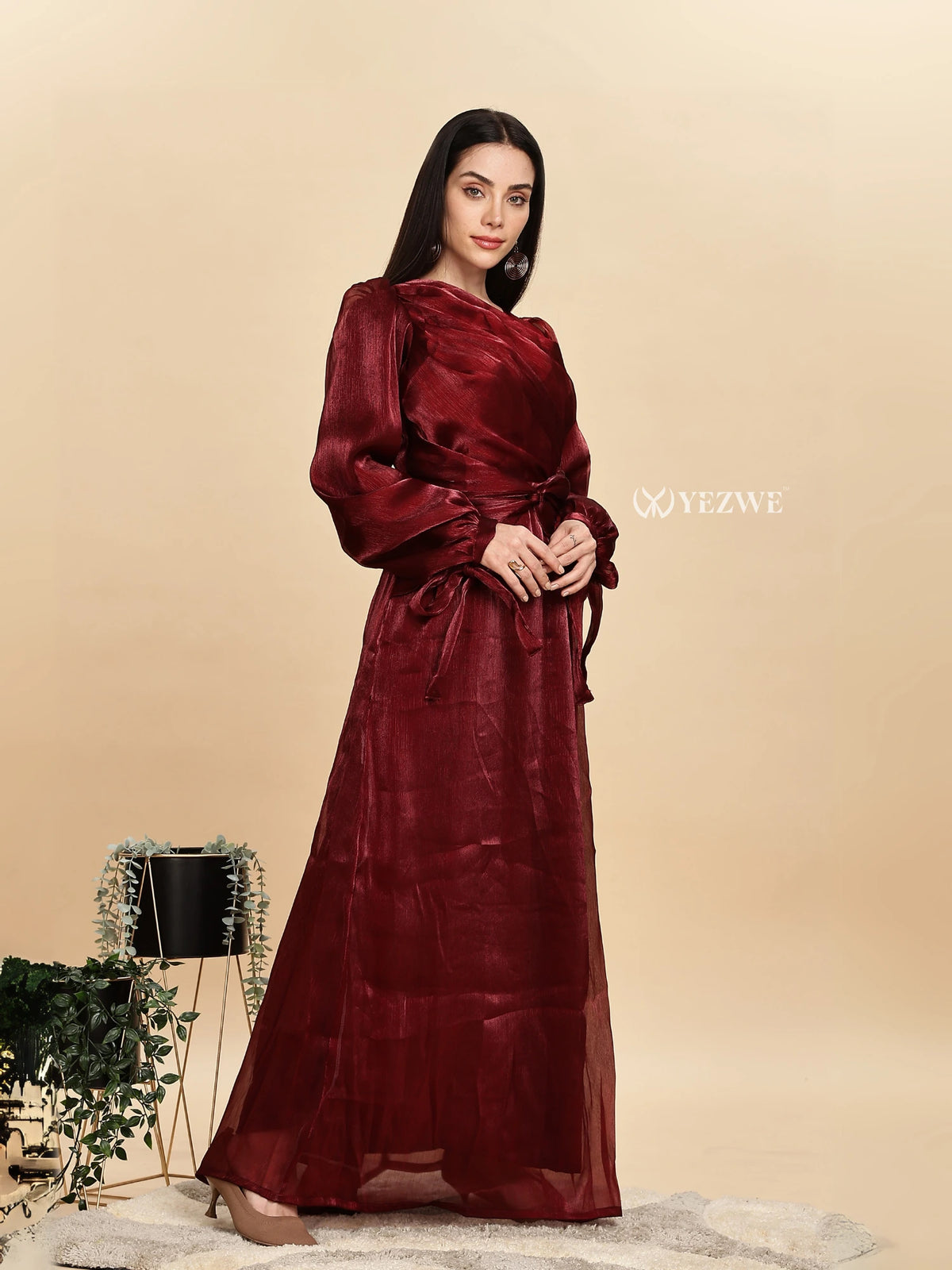 Yezwe Elegance Burberry Silk Maxi Dress – A Masterpiece of Modest Wear 5XL - 48 #MWS Options 9 mws_apo_generated