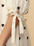 YEZWE Ivory Kora Cotton Modest Maxi Dress With Black Heart Embroidery