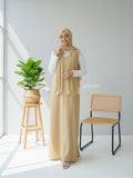 Yezwe Beige Pinafore Full Length with White Inner Top - Modest Wear
