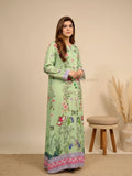 YEZWE Green Floral Printed Maxi Jalabiya Kaftan - Median Silk Crepe | Pre-Booking