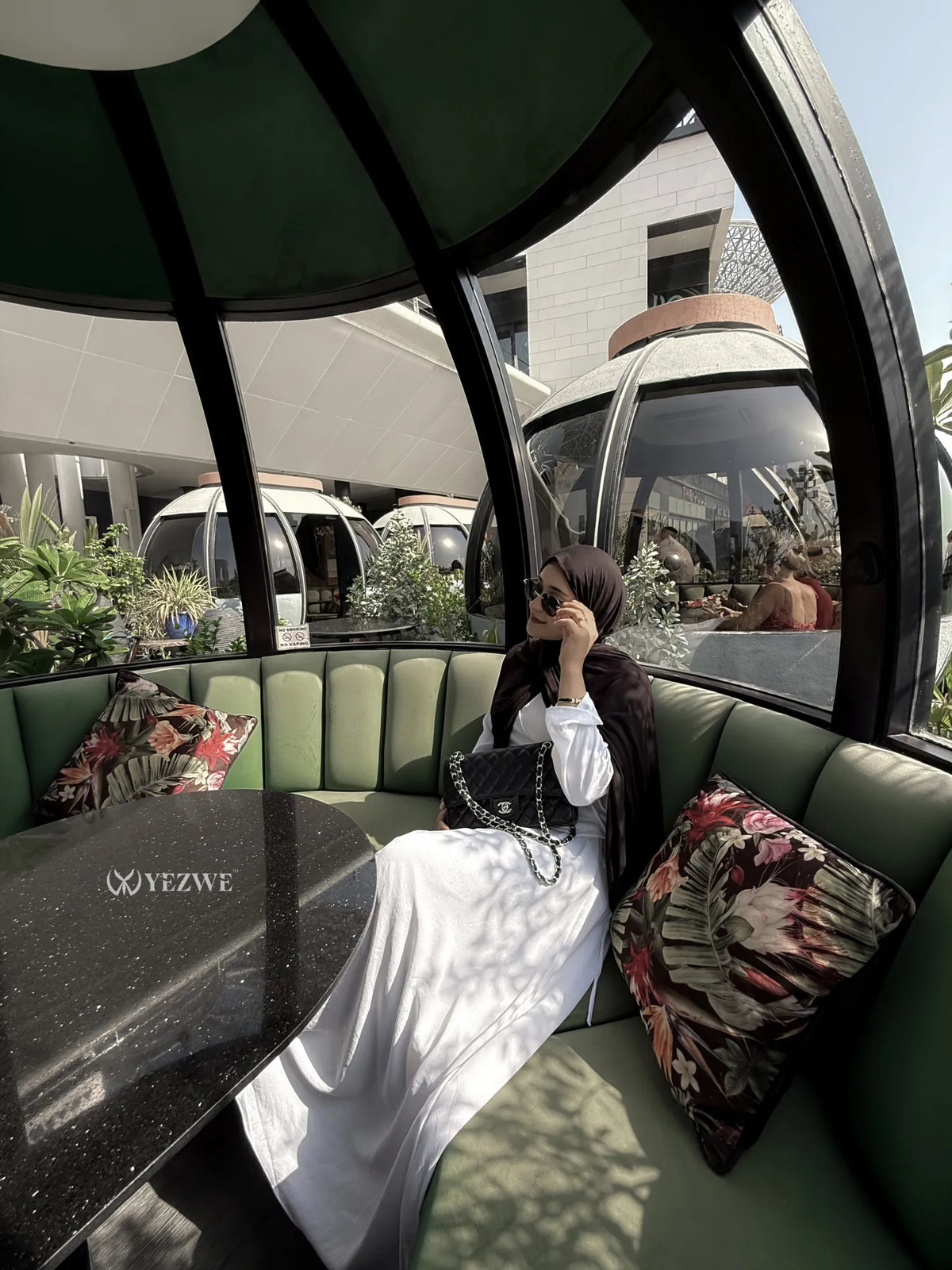 Yezwe cey luxe minimal white modest co-ord set front view