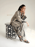 YEZWE Striped Serenity Hand-Dyed Cotton Modest Co-ord Set | Pre-Booking - YEZWE