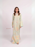 YEZWE Pastel Paisley Maxi Abaya Dress – Premium Soft Crepe | Pre-Booking