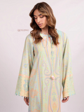 YEZWE Pastel Paisley Maxi Abaya Dress – Premium Soft Crepe | Pre-Booking