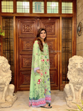 YEZWE Green Floral Printed Maxi Kaftan – Median Silk Crepe | Pre-Booking