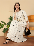 YEZWE Ivory Kora Cotton Modest Maxi Dress With Black Heart Embroidery