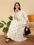 YEZWE Ivory Kora Cotton Modest Maxi Dress With Black Heart Embroidery