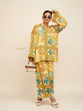 YEZWE Abstract Yellow Floral Modest Co-ord Set - Soft BSY Crepe | Pre-Booking