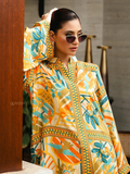 YEZWE Abstract Yellow Floral Modest Co-ord Set - Soft BSY Crepe | Pre-Booking