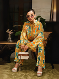 YEZWE Abstract Yellow Floral Modest Co-ord Set - Soft BSY Crepe | Pre-Booking