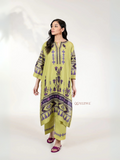 YEZWE Olive Green with Purple Accents Modest Co-Ord Set | Pre- Booking