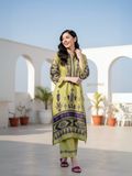 YEZWE Olive Green with Purple Accents Modest Co-Ord Set | Pre- Booking