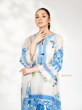YEZWE Modest Cotton Satin Blend Kurta Set | Pre - Booking