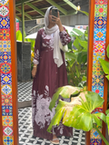 YEZWE Customizable Deep Wine Floral Wrap Modest Maxi Dress with Sleeveless Inner