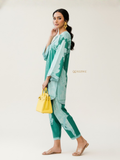 YEZWE Aureli - Green Printed Modest Co-Ord Set | Pre-Booking