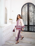 YEZWE Maroon & Cream Crepe Printed Modest Co-Ord Set | Pre-Booking