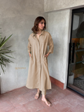 Yezwe Linen Cotton Blend Shirt-Style Modest Long Tunic And Bottom | Pre-Booking