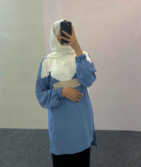 Yezwe Blue Western Wear Tunic Top on Clearance Sale, Perfect for Modern Style