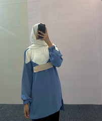 Yezwe Western Wear Clearance Sale Top in Blue and White with Long Sleeves and Stylish Design