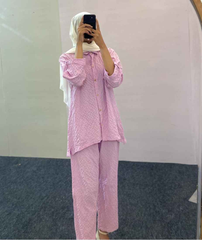 Yezwe Western Wear Co-Ord Set Sale in Pink with Button-Up Top and Matching Pants