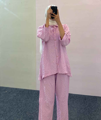 Yezwe Western Wear Co-Ord Set Sale in Pink with Button-Down Top and Matching Pants