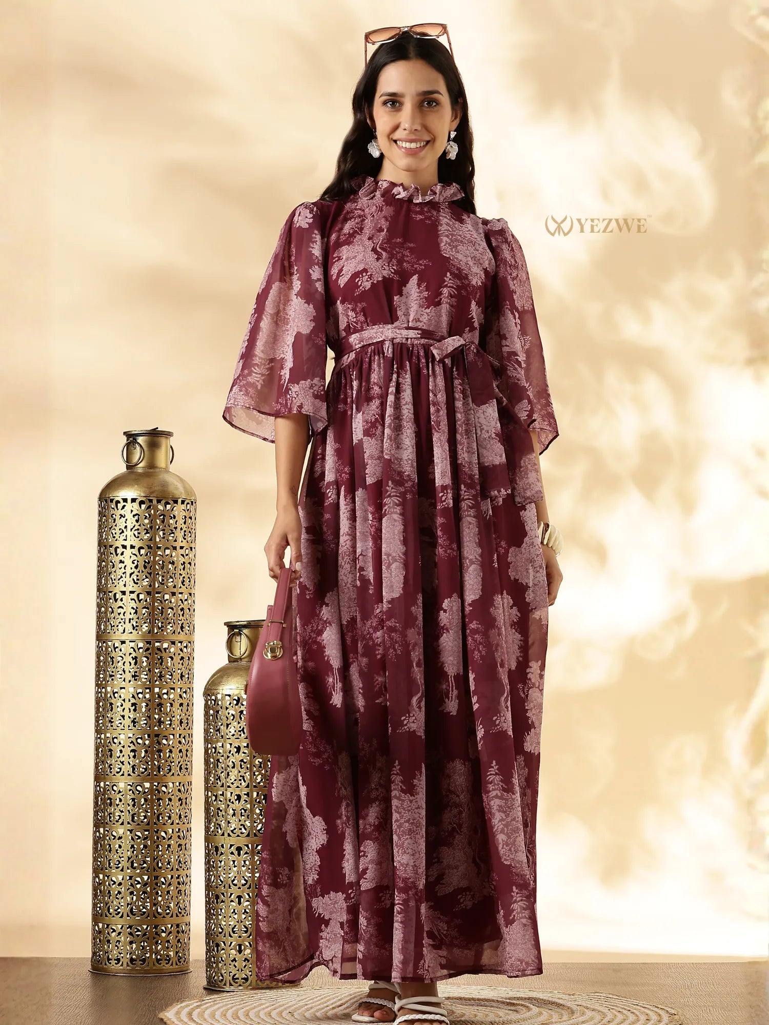 YEZWE Georgette With Lycra Lining Customizable Modest Maxi Dress YEZWE Georgette With Lycra Lining Customizable Modest Maxi Dress