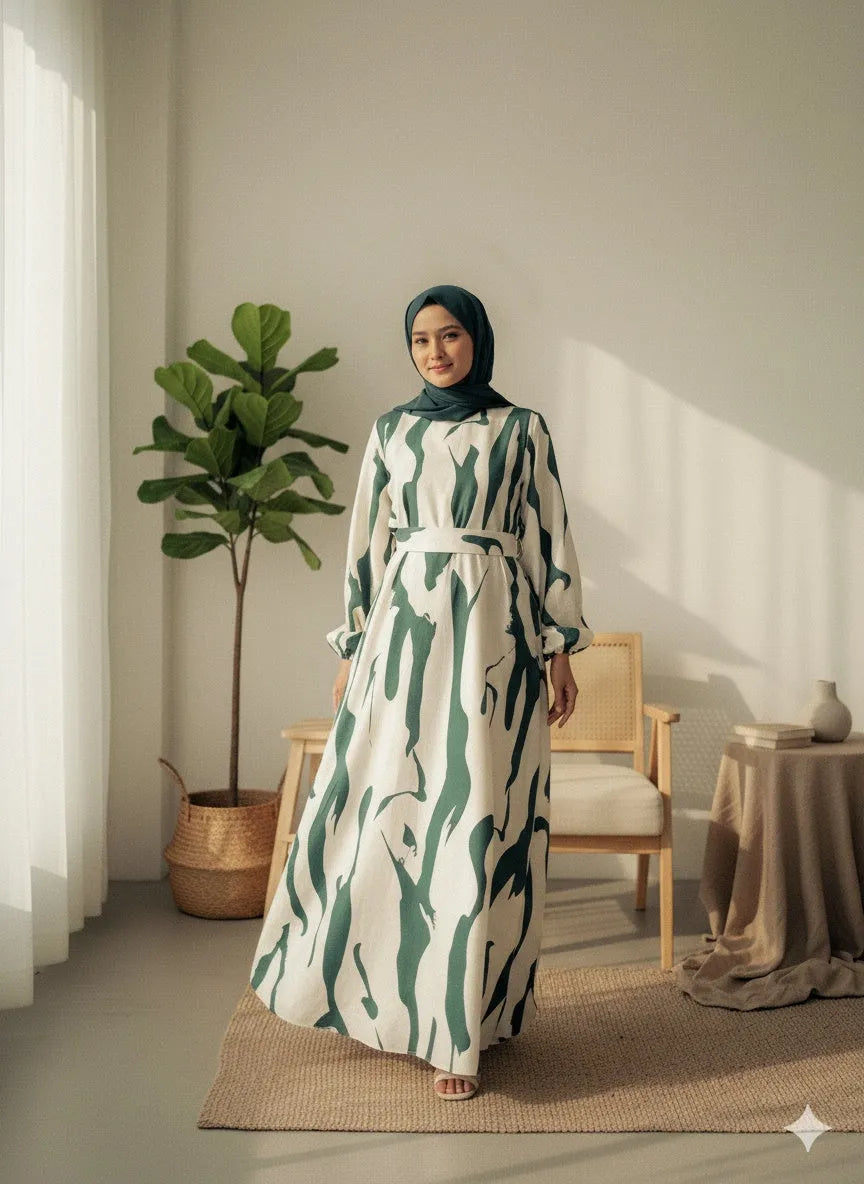 Modest ocean wave maxi dress by Yezwe featuring elegant design and flowy silhouette