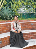 YEZWE Customizable Gown in a flowing maxi style with floral accents and ruffled sleeves