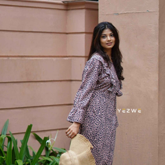 Yezwe belted jumpsuit clearance sale with stylish leopard print design and long sleeves