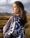 Yezwe Blue & White Floral Printed Co-Ord Set – Breathable Premium Fabric worn outdoors with a scenic backdrop