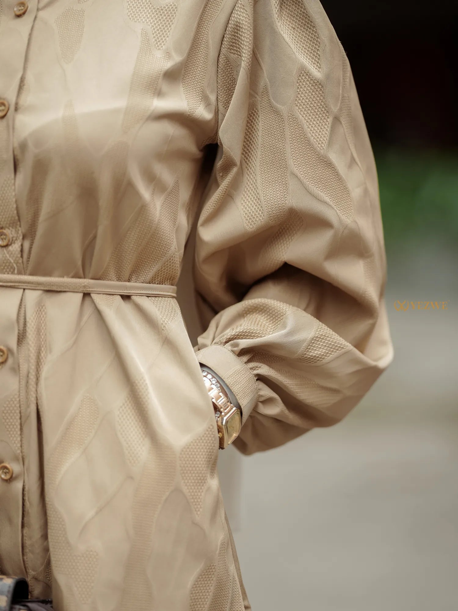 Yezwe brown textured maxi dress featuring a stylish design and elegant silhouette